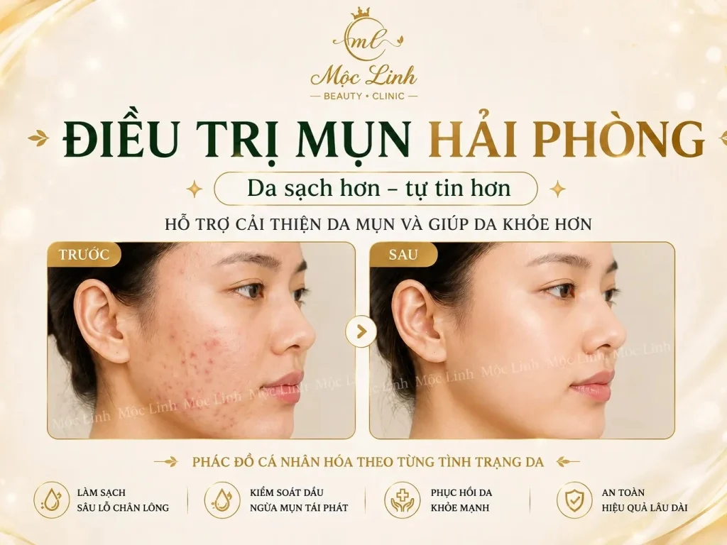 Banner ưu đãi dịch vụ điều trị mụn tại Thẩm Mỹ Mộc Linh Hải Phòng