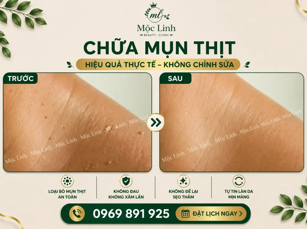 Tẩy nốt ruồi, mụn cơm, mụn thịt tại Thẩm Mỹ Mộc Linh Hải Phòng - hình 3