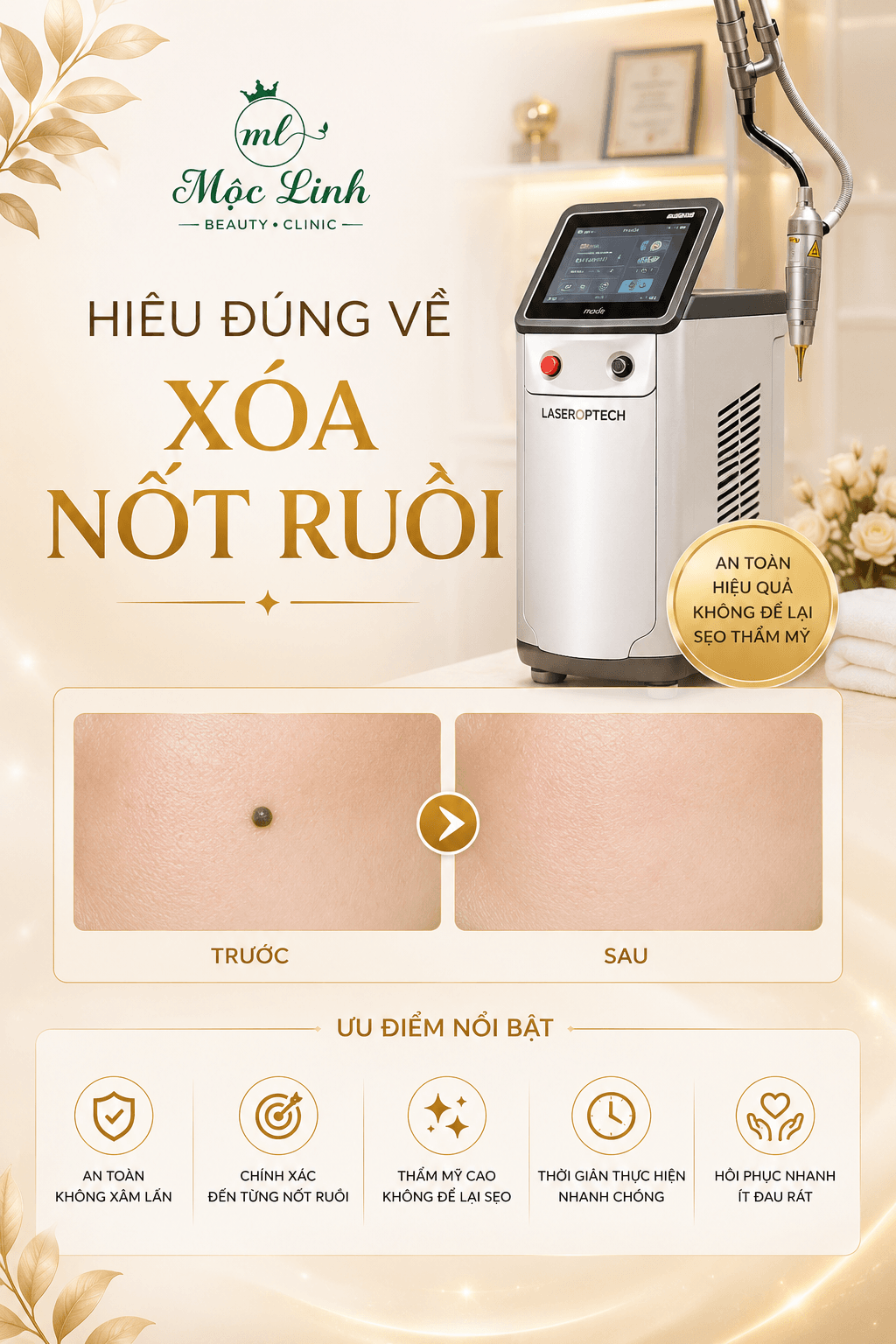 Xoá nốt ruồi an toàn Hải Phòng tại Thẩm Mỹ Mộc Linh - hình 2