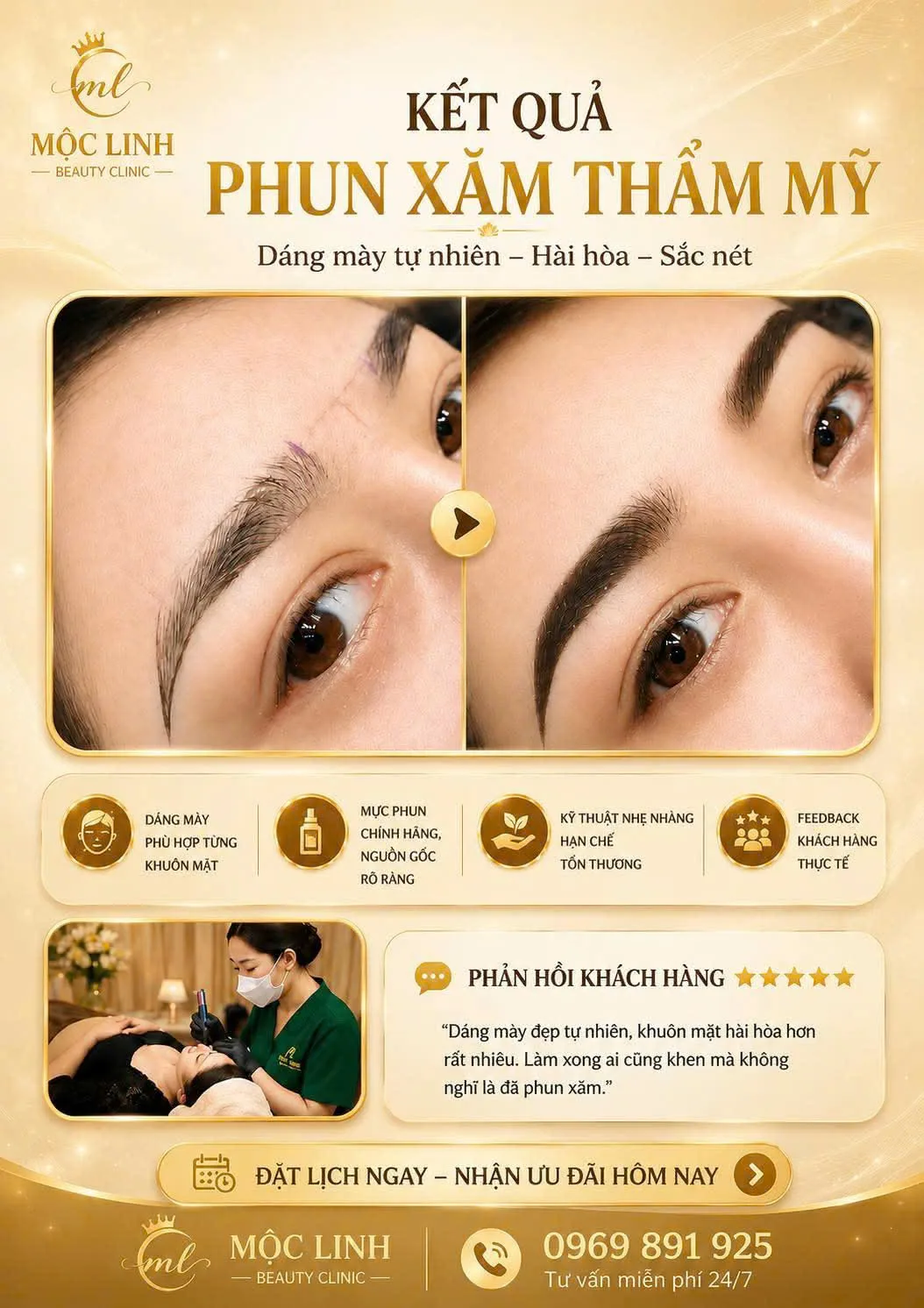 Phun xăm mày Hải Phòng giá bao nhiêu tại Thẩm Mỹ Mộc Linh